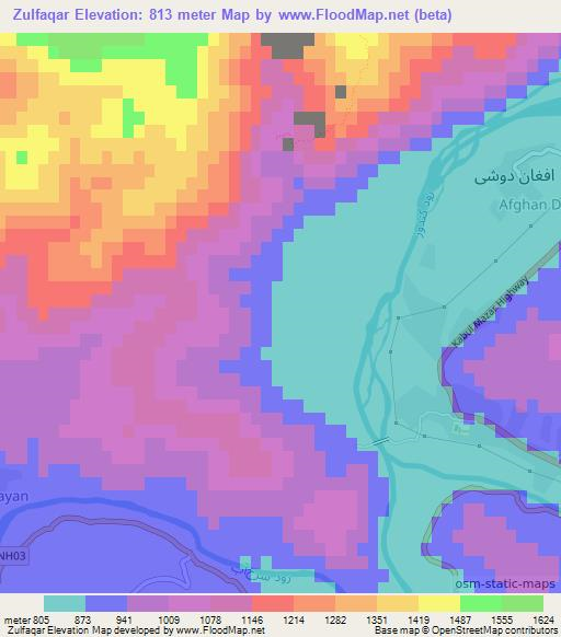 Zulfaqar,Afghanistan Elevation Map