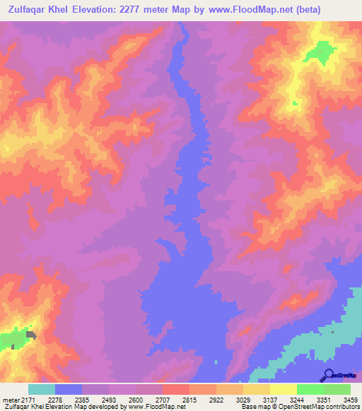 Zulfaqar Khel,Afghanistan Elevation Map