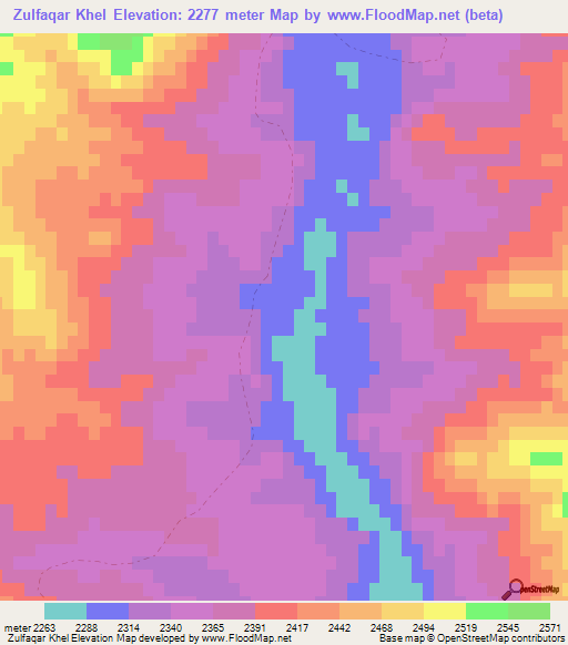 Zulfaqar Khel,Afghanistan Elevation Map