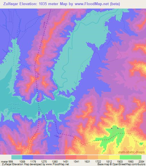 Zulfaqar,Afghanistan Elevation Map