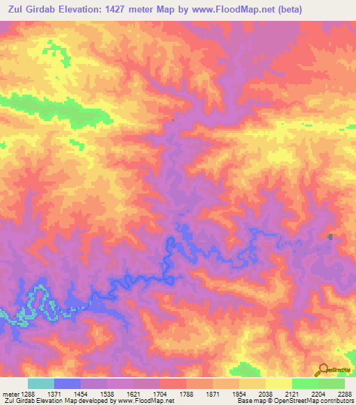 Zul Girdab,Afghanistan Elevation Map