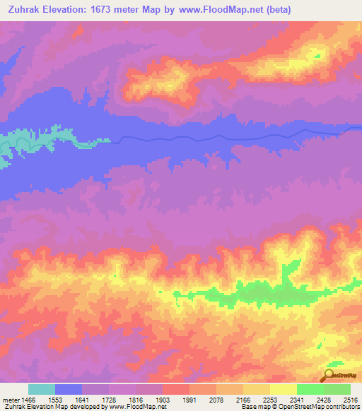 Zuhrak,Afghanistan Elevation Map