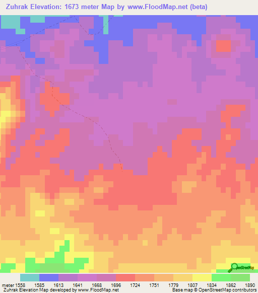 Zuhrak,Afghanistan Elevation Map