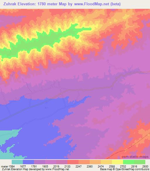Zuhrak,Afghanistan Elevation Map