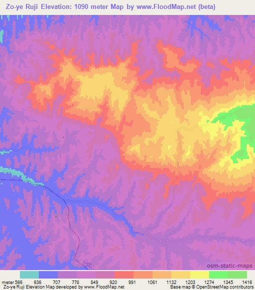 Zo-ye Ruji,Afghanistan Elevation Map