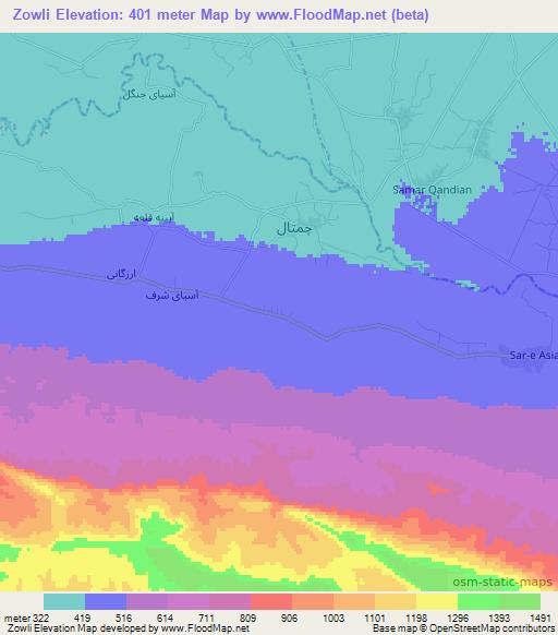 Zowli,Afghanistan Elevation Map