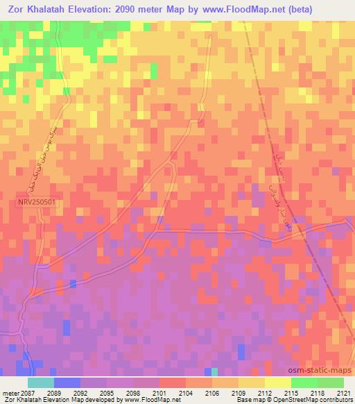 Zor Khalatah,Afghanistan Elevation Map