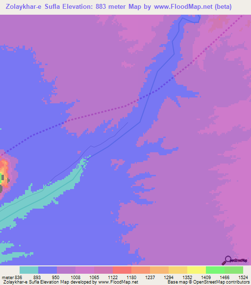 Zolaykhar-e Sufla,Afghanistan Elevation Map