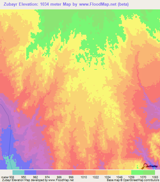 Zubayr,Afghanistan Elevation Map