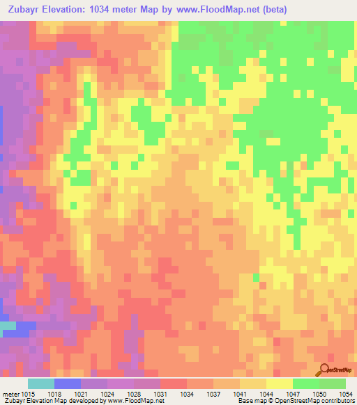 Zubayr,Afghanistan Elevation Map