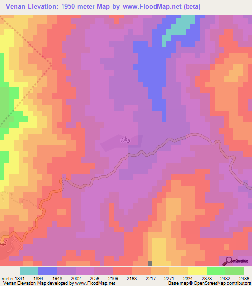 Venan,Iran Elevation Map