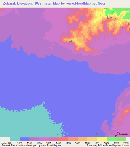 Zobarak,Afghanistan Elevation Map