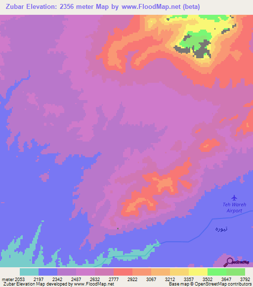 Zubar,Afghanistan Elevation Map