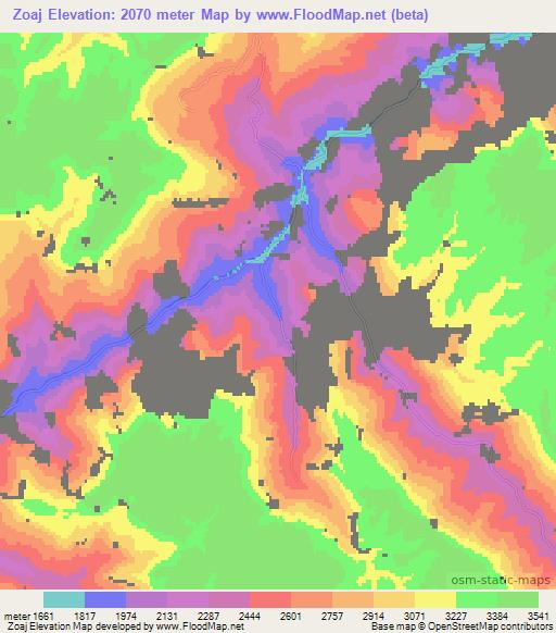 Zoaj,Afghanistan Elevation Map