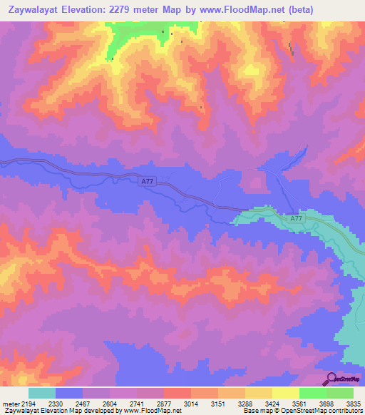 Zaywalayat,Afghanistan Elevation Map