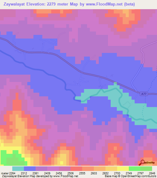 Zaywalayat,Afghanistan Elevation Map