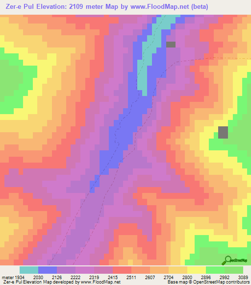 Zer-e Pul,Afghanistan Elevation Map