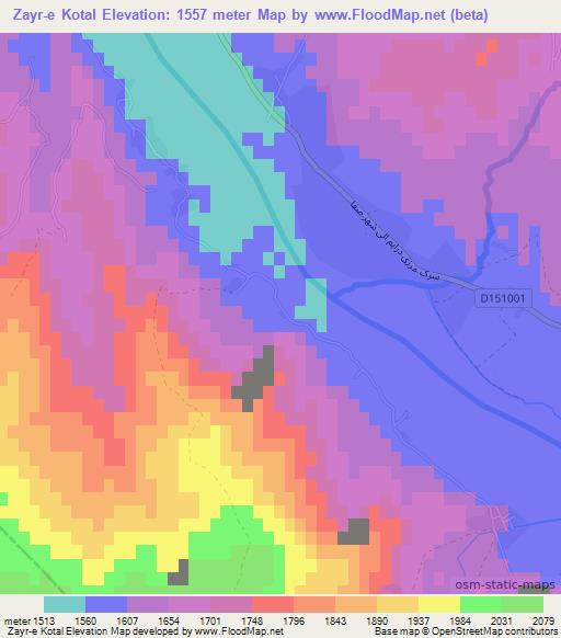 Zayr-e Kotal,Afghanistan Elevation Map