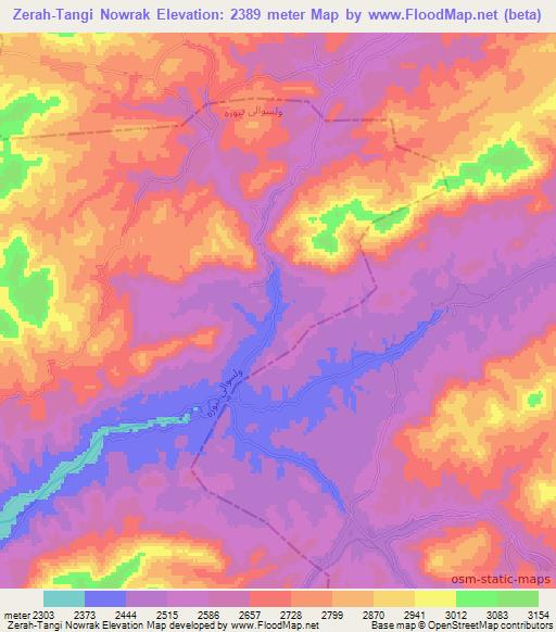 Zerah-Tangi Nowrak,Afghanistan Elevation Map