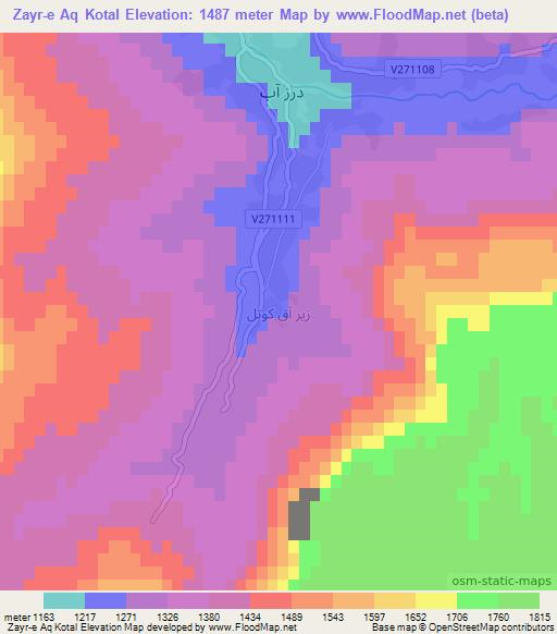 Zayr-e Aq Kotal,Afghanistan Elevation Map