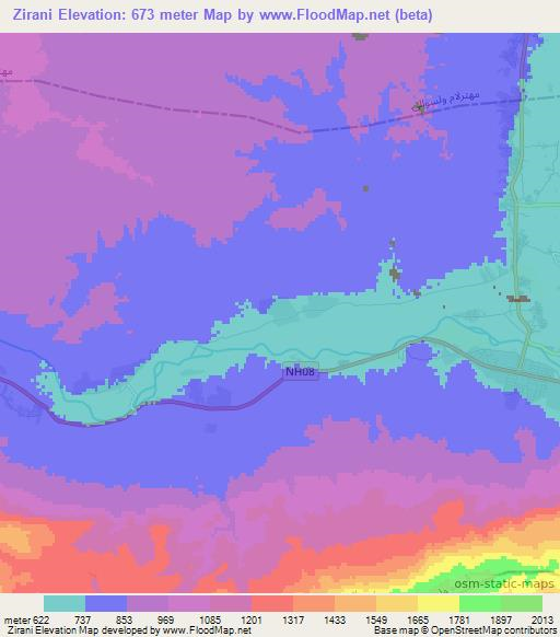 Zirani,Afghanistan Elevation Map