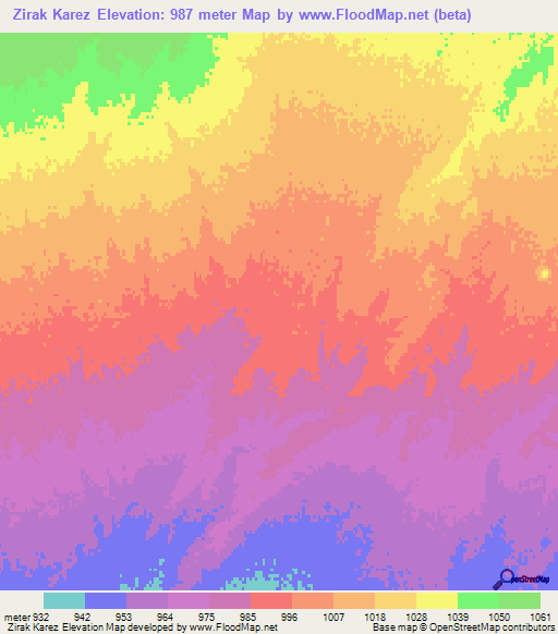 Zirak Karez,Afghanistan Elevation Map