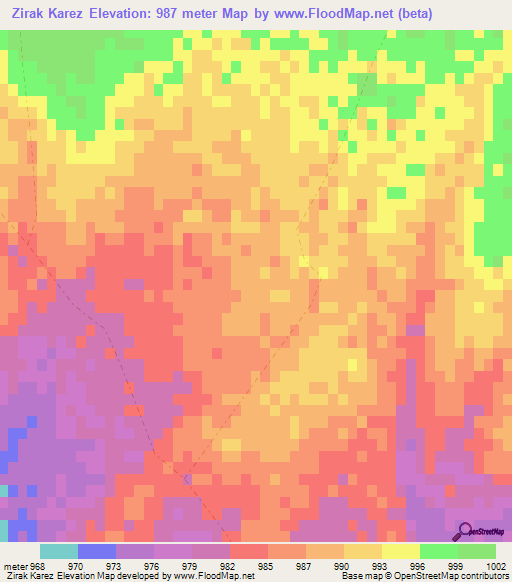 Zirak Karez,Afghanistan Elevation Map