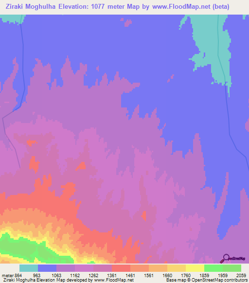 Ziraki Moghulha,Afghanistan Elevation Map