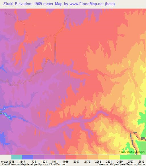 Ziraki,Afghanistan Elevation Map