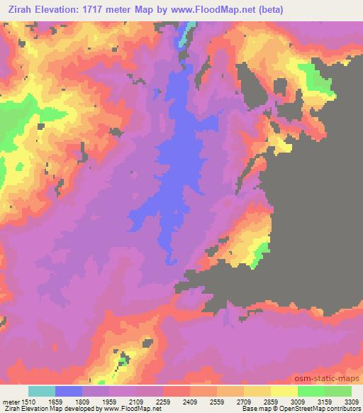 Zirah,Afghanistan Elevation Map