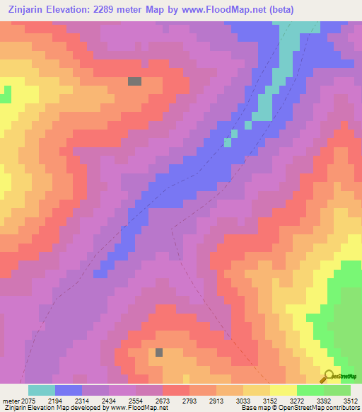 Zinjarin,Afghanistan Elevation Map