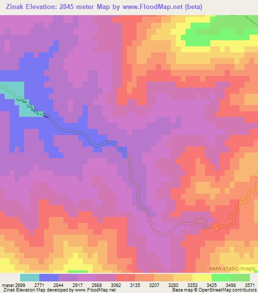 Zinak,Afghanistan Elevation Map