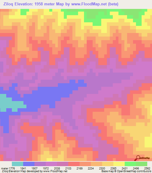 Ziloq,Afghanistan Elevation Map