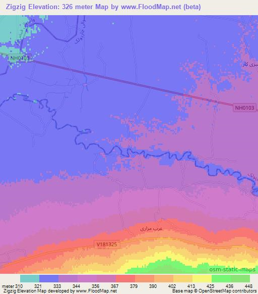 Zigzig,Afghanistan Elevation Map