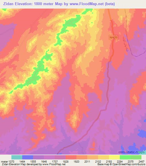 Zidan,Afghanistan Elevation Map
