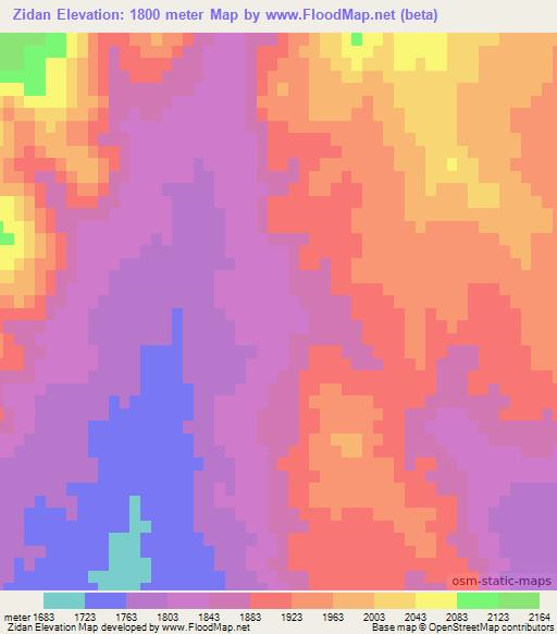Zidan,Afghanistan Elevation Map