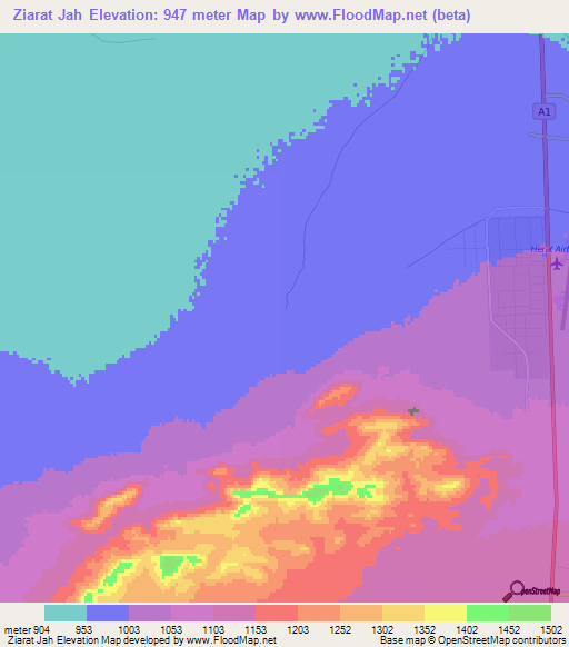 Ziarat Jah,Afghanistan Elevation Map