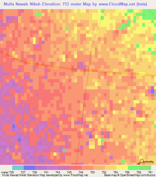Mulla Nawab Nikeh,Afghanistan Elevation Map