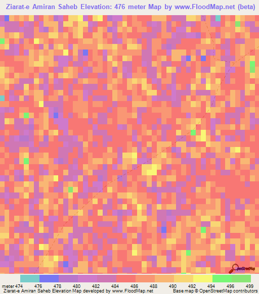 Ziarat-e Amiran Saheb,Afghanistan Elevation Map