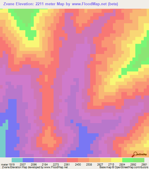 Zvane,Afghanistan Elevation Map