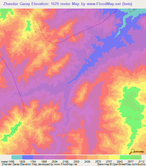 Zhandar Garay,Afghanistan Elevation Map
