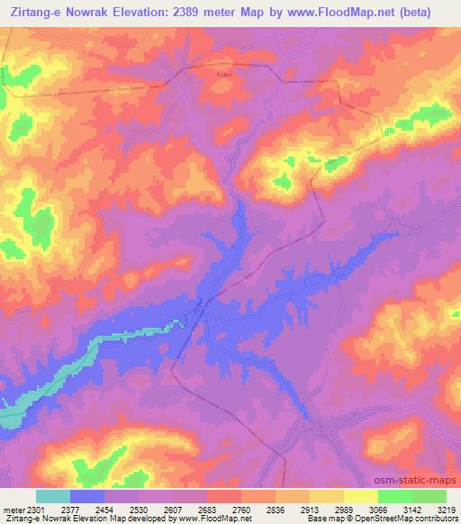 Zirtang-e Nowrak,Afghanistan Elevation Map