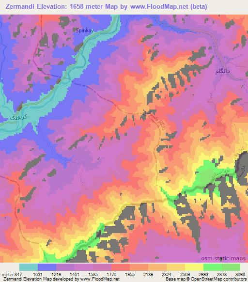 Zermandi,Afghanistan Elevation Map