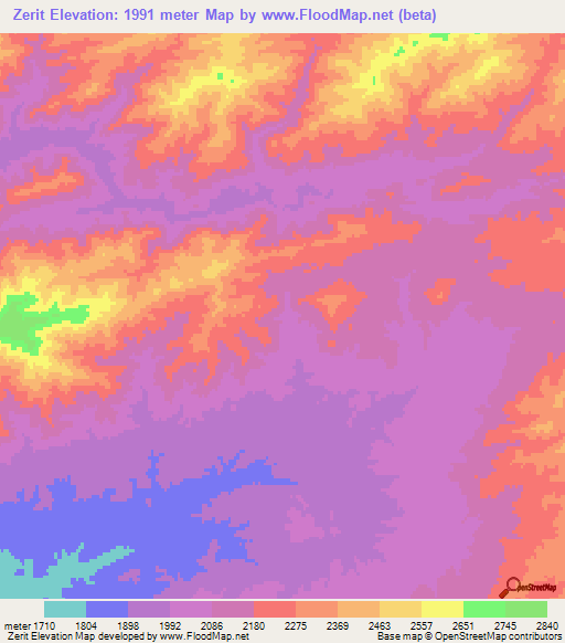 Zerit,Afghanistan Elevation Map