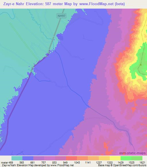 Zayr-e Nahr,Afghanistan Elevation Map