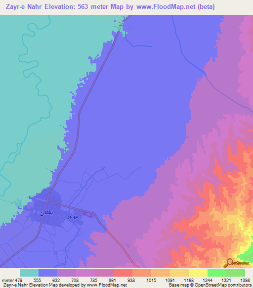 Zayr-e Nahr,Afghanistan Elevation Map