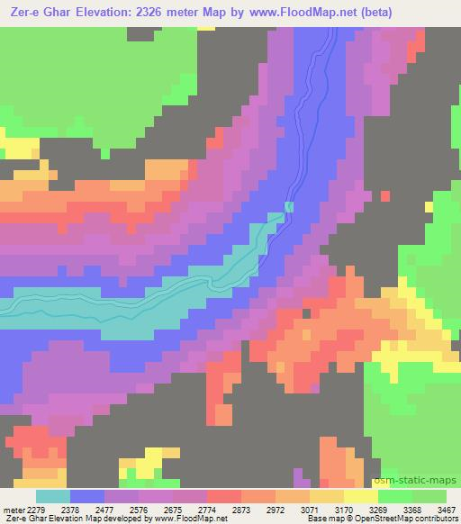Zer-e Ghar,Afghanistan Elevation Map