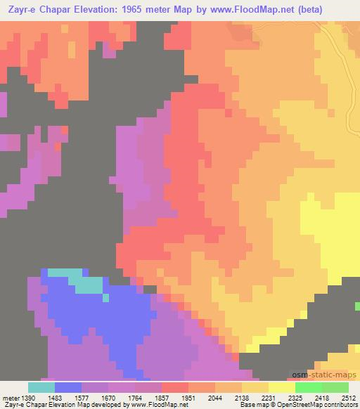 Zayr-e Chapar,Afghanistan Elevation Map