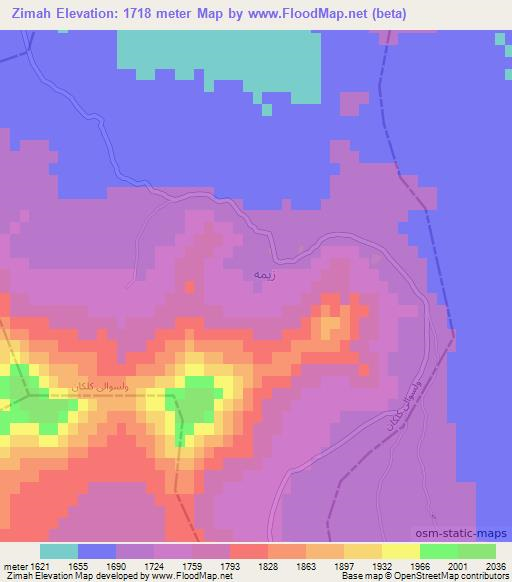 Zimah,Afghanistan Elevation Map
