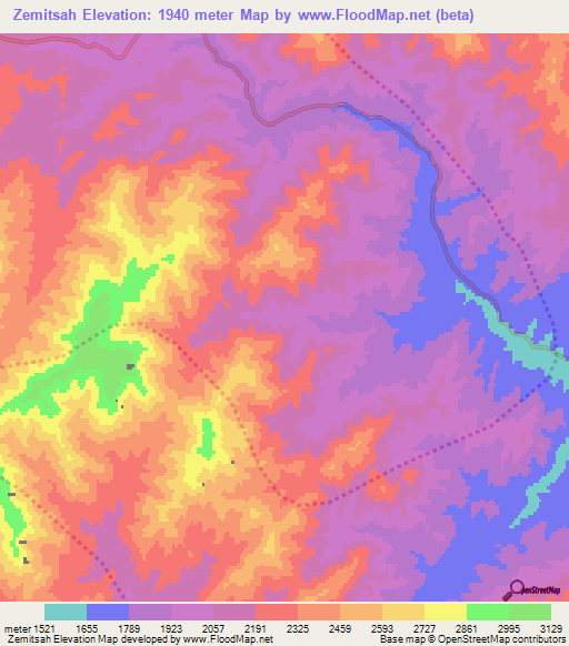 Zemitsah,Afghanistan Elevation Map